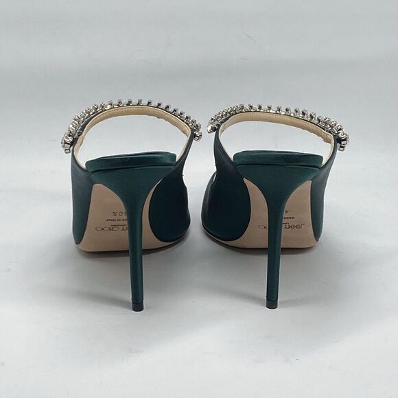 Jimmy Choo Bing 100 Satin Mules With Crystal Strap size 40.5 - Picture 11 of 16